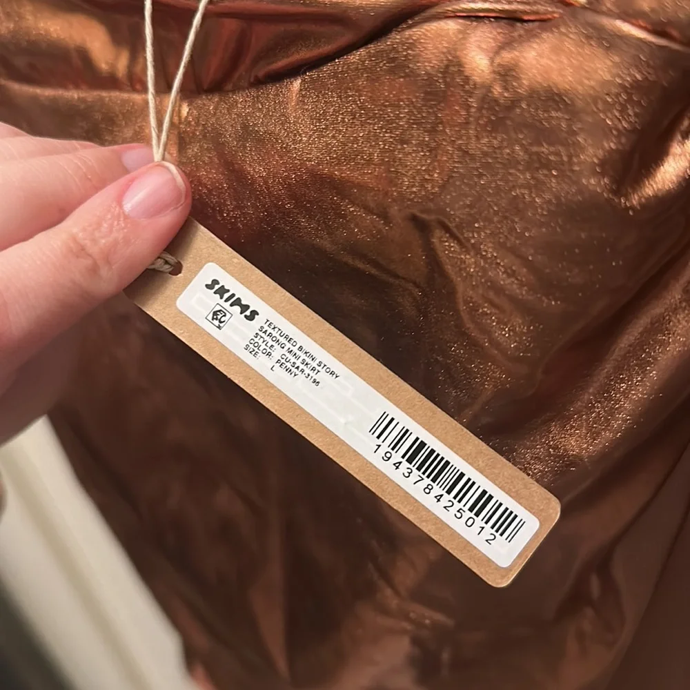 SKIMS Metallic Copper Twist Swim Sarong